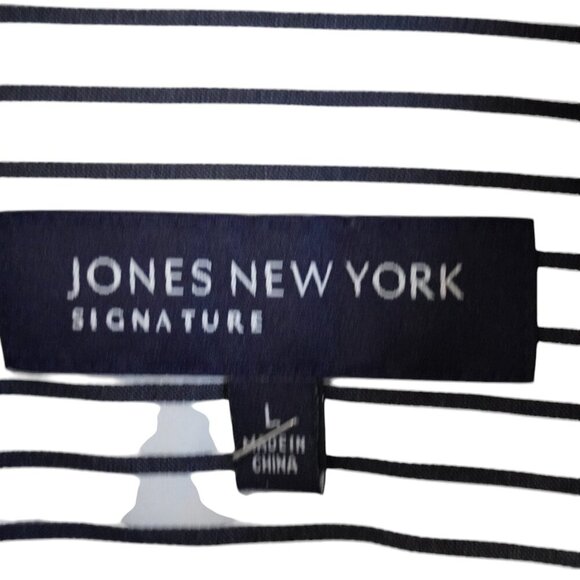 Jones New York Stripe Collared Neckline Long Sleeve Button Down Shirt - Picture 3 of 9
